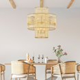 thumbnail image 5 of Kawoti  6-Light Gold Tiered Chandelier Pendant Light with Rattan Shade - 26 '' L x 26'' W x 47.75'' H, 5 of 10