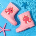 thumbnail image 2 of PEASKJP Rain Boots Boys Round toe, Block Heel Platform Rubber Outsole Ankle-High Work Boots, Pink 16, 2 of 5