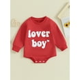 thumbnail image 3 of Baby Boy Valentines Day Outfit 3M 6M 12M 18M Sweatshirt Romper Long Sleeve Bubble Onesie Newborn Winter Clothes Lover Boy, 3 of 10