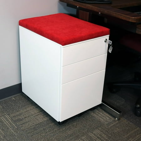 Casl Brands Rolling File Cabinet Lock And Cushion White With