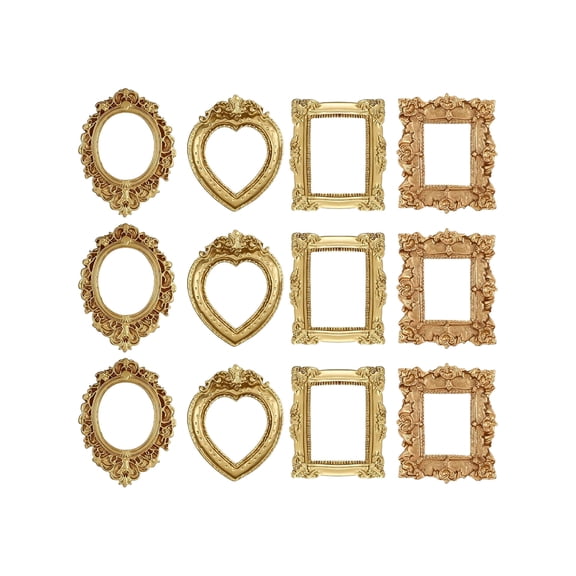 Minis Gold Picture Frame Victorian Small Resin Antique Photo Frame Tiny Baroques Ornate Frames Without Glass or Backing