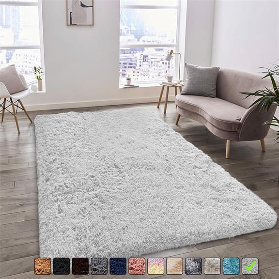 Moonlight20015 Area Rug 6x9ft non-slip Soft Fluffy Shaggy for Living Room Bedroom Dcor White