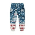 thumbnail image 2 of AUNVITO Boys Girls Sweatpants Winter Christmas Print Elastic Waist with Drawstring Pockets Fleece-Lined Thickened Casual Sporty Long Pants Holiday Style, 2 of 4