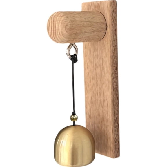 Jiibva 1Pc Japanese Style Beech Wood Brass Hanging Shopkeeper Door Chime Entrance Bell for Shop Garden