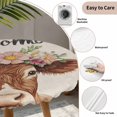 thumbnail image 3 of Spring Cow Round Tablecloth for 55-60 Inch Tables,Fitted Table Cover with Elastic Edge,Botanical Blossom Motif Country Florals Waterproof Outdoor Table Cloth Protector for Patio Garden Dinner Picnic, 3 of 9