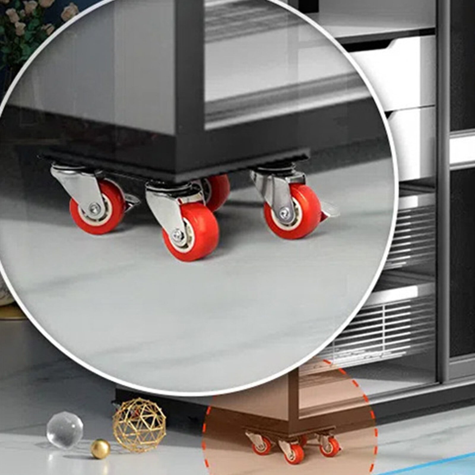 Heavy Duty Furniture Lifter Movers Dolly Wheel Roller Bar Hand Tools Set, Furniture Transport Moving Tools with 360° Rotation 4 Wheels Small Flat Dolly, 880 Lbs Capacity, Black