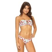 PilyQ CHERRY Basic Ruched Bikini Swim Bottom, US Large