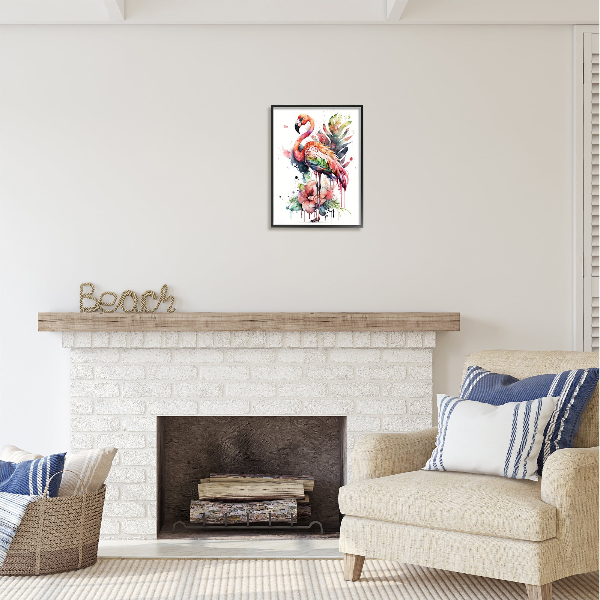 Stupell Industries Modern Splash Flamingo Animals & Insects Painting Black Framed Art Print Wall Art, 16 x 20