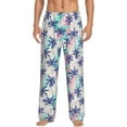 thumbnail image 2 of Picia Palm Leaves Mens Soft Woven Cotton Elastic Waistband Sleep Pajama Pant Lounge Sleep Pant With Pockets And Drawstring-XX-Large, 2 of 9
