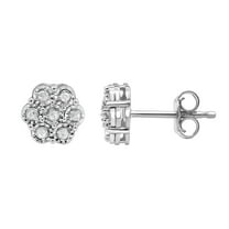 Beyond Brilliance Sterling Silver 1/10 Ct Round Natural Diamond Stud Earrings for Women