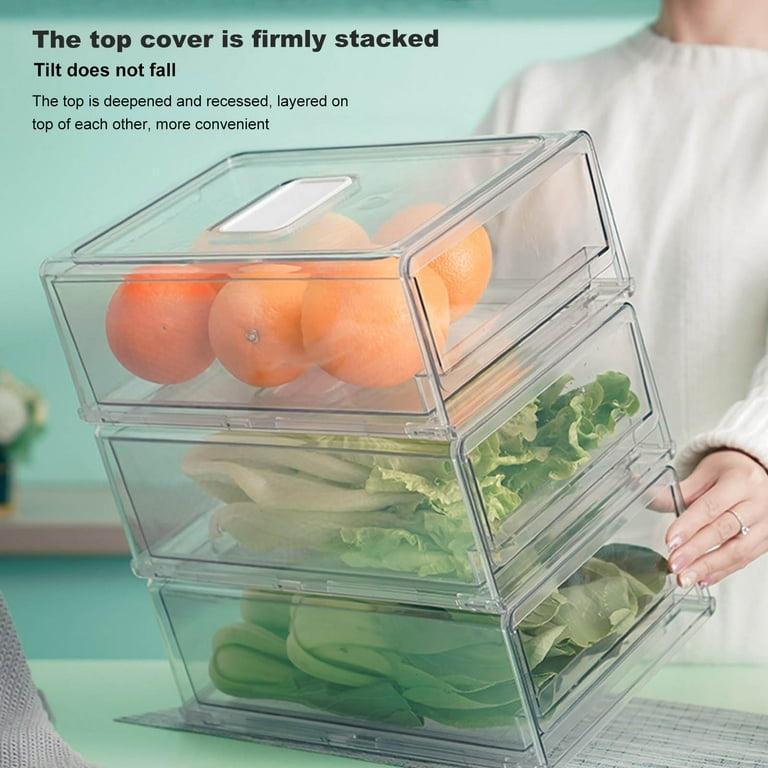 Fridge Box Holder Kitchen Clear Organiser Cupboard Food Storage