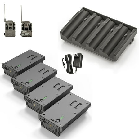 4PCS Lithium Rechargeable Battery & 4 Port Charger for Reveal Trail Camera X Gen 3.0, 2.0, Pro 3.0