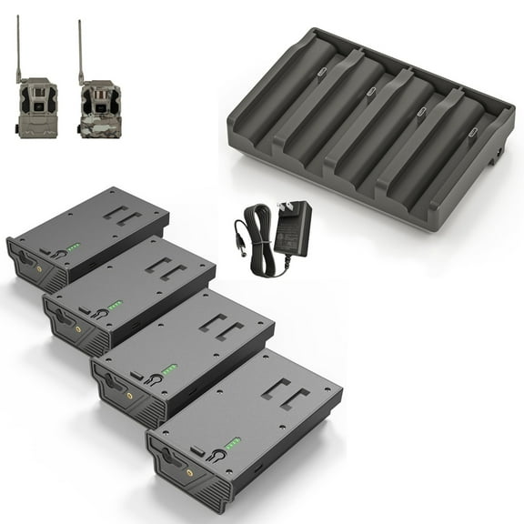4PCS Lithium Rechargeable Battery & 4 Port Charger for Reveal Trail Camera X Gen 3.0, 2.0, Pro 3.0
