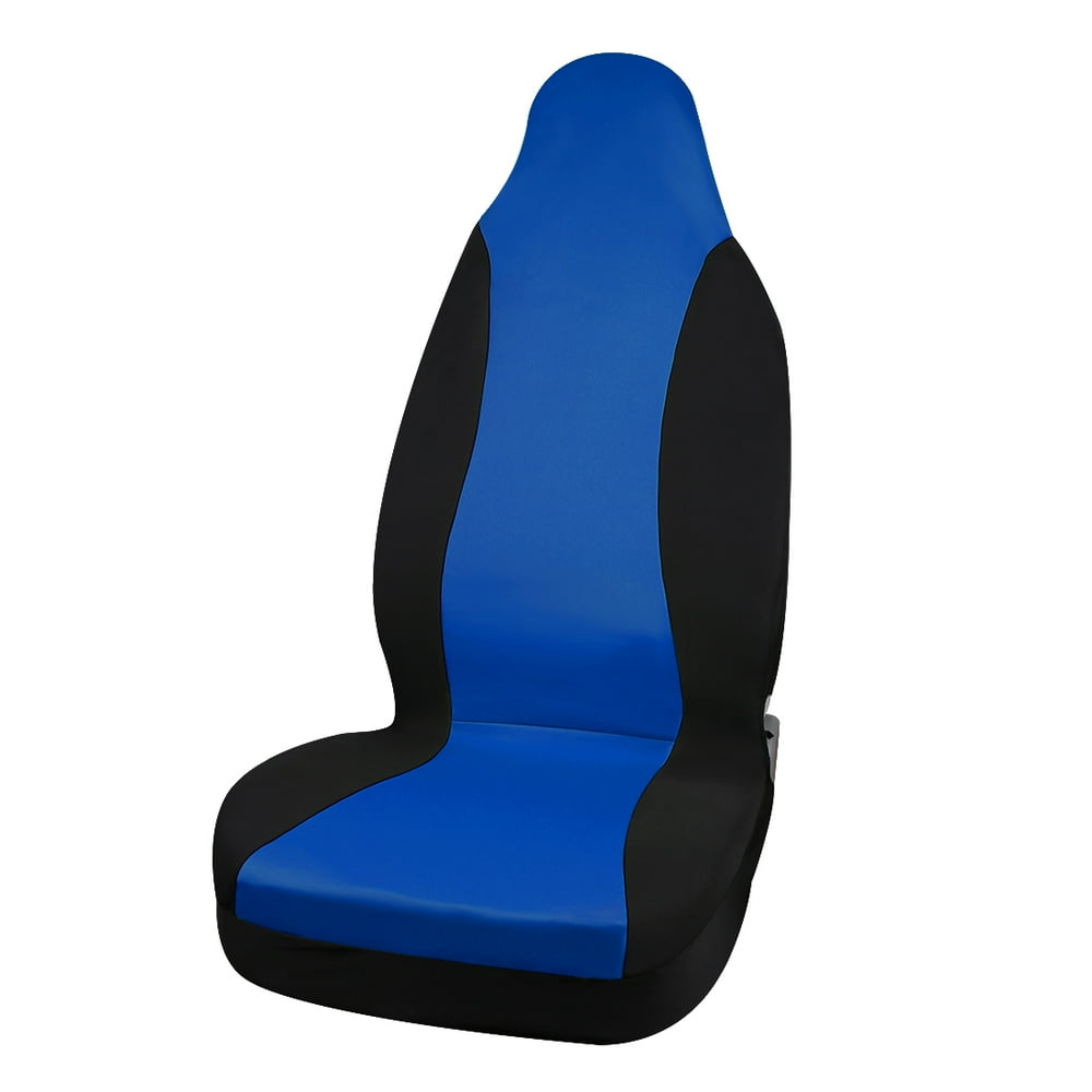 2 Pcs High Back Bucket Auto Car Seat Covers Polyester Blue Black