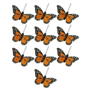 12 Set Monarch Butterfly Decorations Feather Butterflies Picks Butterflies  for