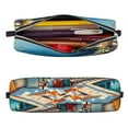 thumbnail image 2 of Yiaed Coastal Style Garden Villa Print Leather Pencil Case - Leather Pen Pencil Holder - Elegant & Practical Pencil Pouch for Work & Office, 2 of 7