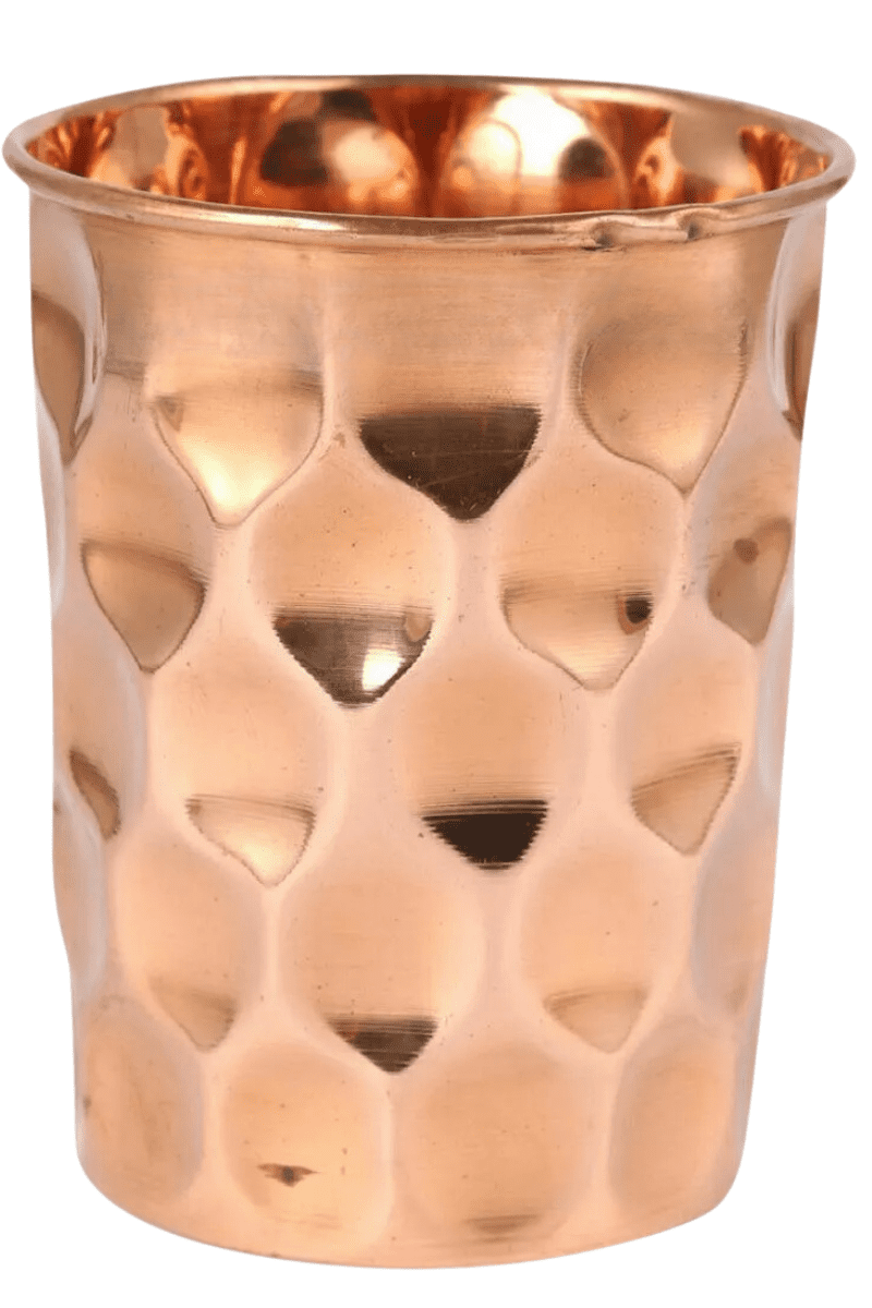 Pure Copper Water Bottle with 2 Matching Copper Glasses | Diamond Cut Design | Leak-Proof Cap | Ayurvedic Healthy Drinking Set | Ideal for Home, Office & Gifting