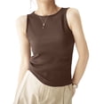 thumbnail image 5 of UDAUDU Tank Tops for Women Summer Sleeveless Athletic Casual Basic Ribbed Slim Fitted Shirts Outdoor Indoor Comfort Tank Tops Coffee S, 5 of 6