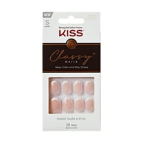KISS Classy, Press On Nails, Exclusive Only, White, Short Oval, 28 Count