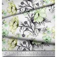 thumbnail image 2 of Soimoi Tissu Crêpe en Polyester Imprimé Feuilles et Fleurs d'Anémone Tissu de Couture au Mètre 42 Pouces de Large, 2 of 3