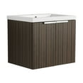 thumbnail image 5 of Tcbosik 24 inch Bathroom Vanity with Resin Sink Combo, Wall Mounted Floating Vanity Cabinet with Soft Closing Doors for Small Space, Brown, 5 of 10