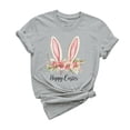 thumbnail image 2 of UPPADA Easter Femmes Oeufs Imprimé T-Shirts Heureux Easter Graphique Bunny Lapin Mignon T-Shirts Manches Courtes Décontracté Col Rond T-Shirts Été Basique Coupe Régulière Chandails Gris,TG, 2 of 5