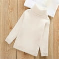 thumbnail image 4 of Breezora Girls Turtleneck Sweaters Cable Knit Chunky Pullover Long Sleeve Drop Shoulder Design for Children Cold Weather Tops 140 Size Beige, 4 of 7