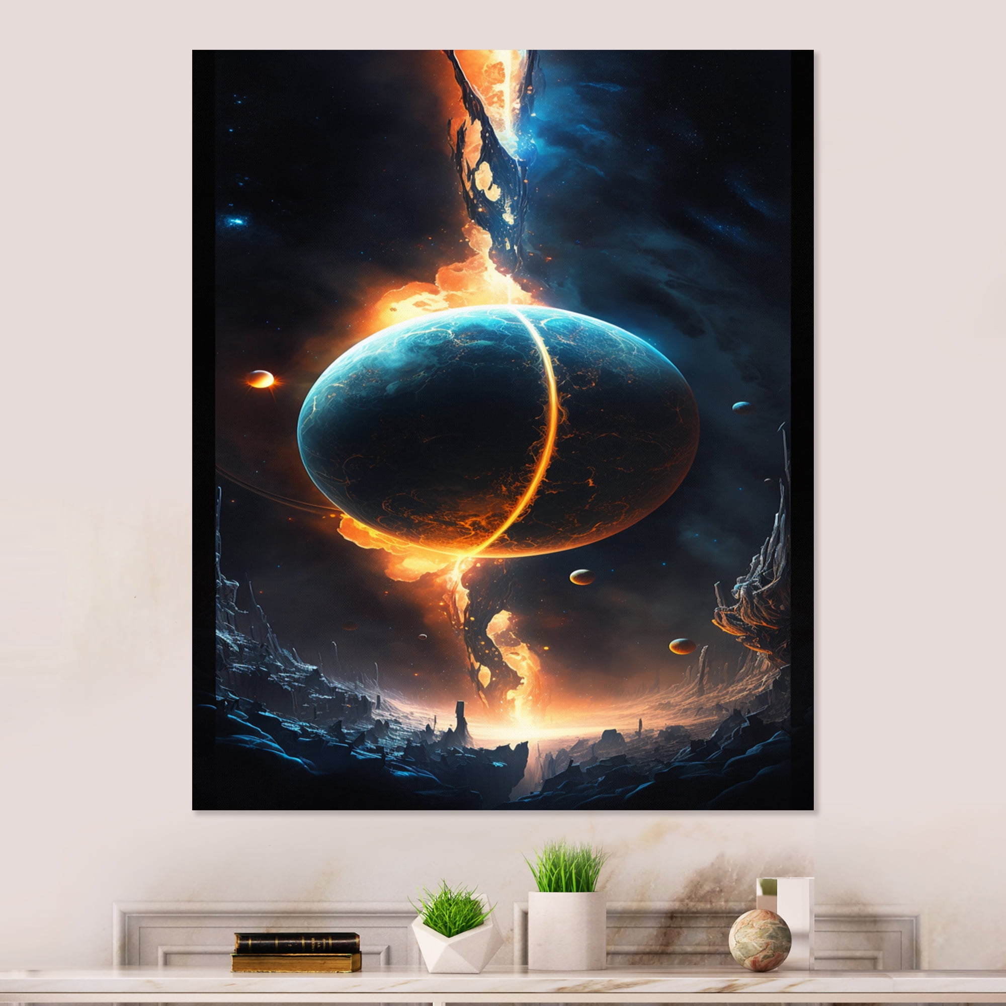 Designart Deep Space Planet Fusion VII Canvas Wall Art
