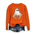 thumbnail image 4 of Tops for Women Halloween Printed Round Neck Long Sleeved Sweatshirts,Womens Sweatshirts Orange, 4 of 5