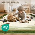 thumbnail image 4 of ODIKA 9'x12' Washable Area Rug Green Duck Hunting Design Vintage Mallard Motif with Cattail Reeds for Great Room, Indoor Concept, Large Living Low Pile, Flatwoven, 4 of 7