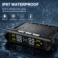 thumbnail image 5 of TEETHEORY Tire Pressure Monitoring System – Solar Wireless TPMS with 4 External Sensors, Real-Time LCD Display, Tire Pressure & Temperature Alerts, USB/Solar Charging, IP67 Waterproof for SUV/Truck, 5 of 11