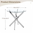 thumbnail image 4 of Atumcto 35.5" Round Tempered Glass Dining Table, Modern Kitchen Table with Chrome Metal Legs for Small Spaces, Clear/Chrome, 4 of 8