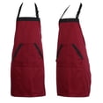thumbnail image 3 of Delantal de cocina halter con bolsillos de remolque Delantal de cocina de poliéster Ropa de camarero (Rojo), 3 of 7