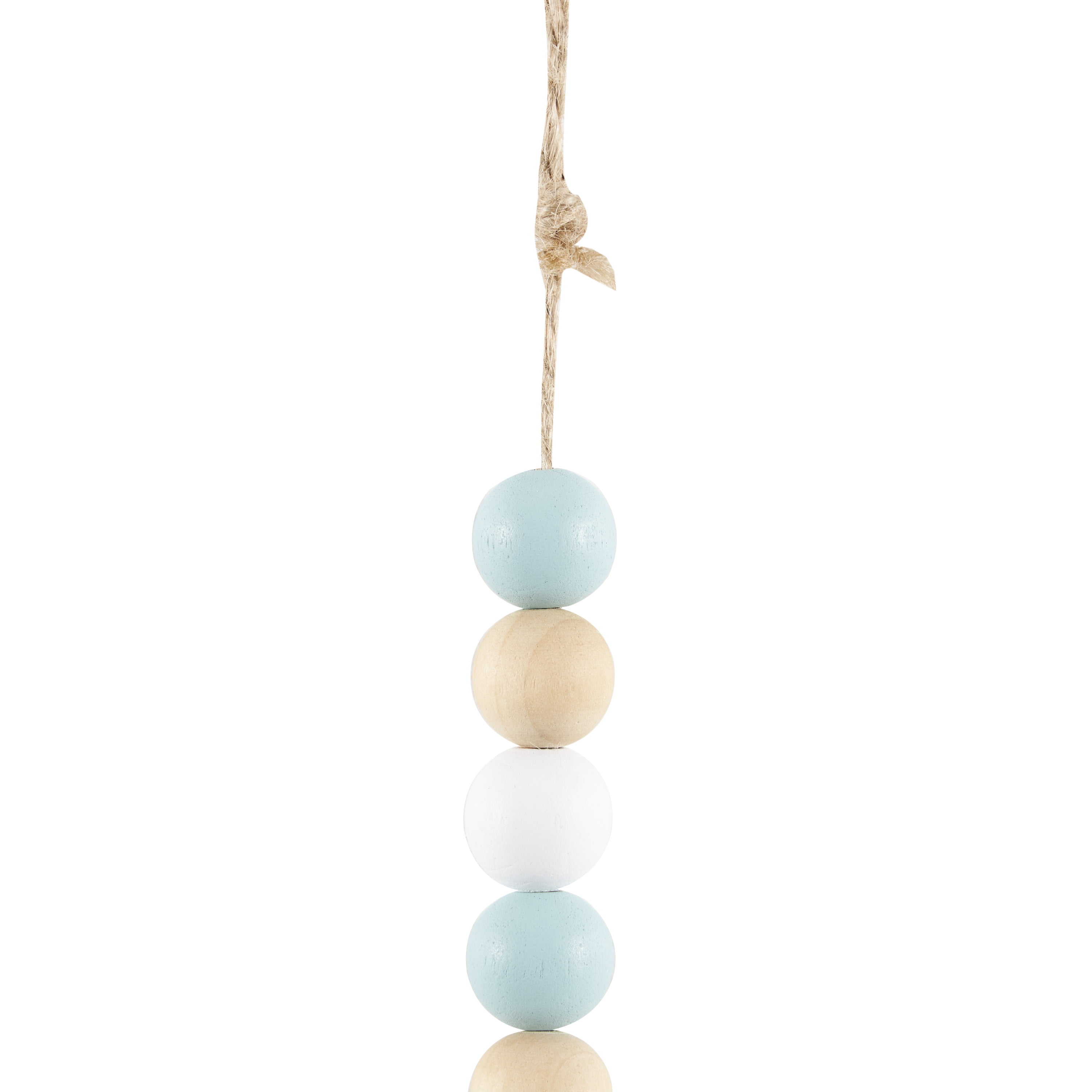 DecMode Blue Wood Handmade Textured Starfish Wall Decor with Long Beaded Hanging Rope (3 Count)