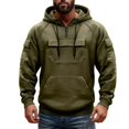 thumbnail image 2 of DDAPJ pyju Oversized Cargo Hoodies for Men Quarter Zip Pullover Raglan Long Sleeve Drawstring Athletic Hiking Work Sweatshirts with Multi Pockets XXXL, 2 of 7