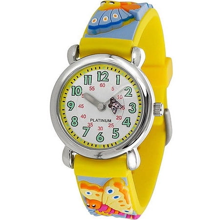 Girl's Butterfly Design Watch, Silicone Strap