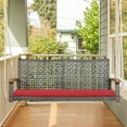 thumbnail image 1 of Gymax Rattan Patio Porch Swing 2-Person Cushioned Chair with 1 Cushion and 2 Hanging Ropes, Red, 1 of 10