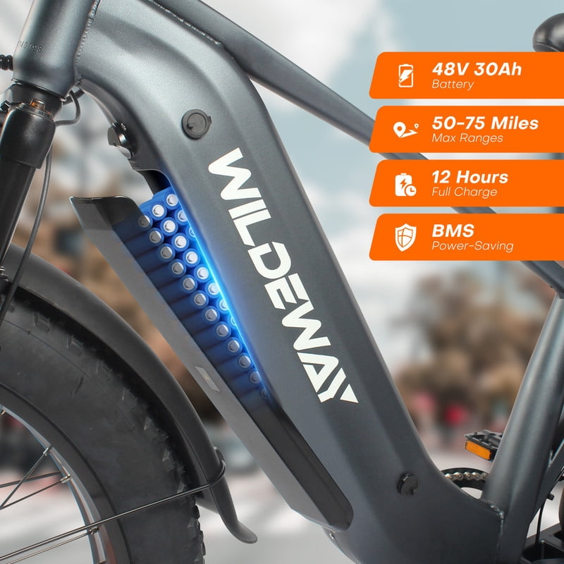 WILDEWAY Dual Motors 2600W Electric Bike for Adult 26'', UL2849 48V 30AH Removable Battery E-mountain bike 4.0 Fat Tire up to 32MPH Long Range Off-road Ebike Beach Dual Hydraulic&Brakes Bicycle