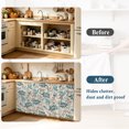 thumbnail image 3 of Teal Leaves Fall Cabinet Dishwasher Hidden Curtains, Privacy Closet Door Curtain, Thanksgiving Botanical Linen Texture Adhesive Dust Proof Under Sink Skirt for Bathroom Kitchen 35"x35", 3 of 8