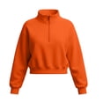 thumbnail image 5 of AKOEE Girls' Crop Sweatshirts Half Zip Plain Pullover Cotton Long Sleeve 5-16Y Sports Casual Loose Fall Tops (14-15 Years, Orange), 5 of 7