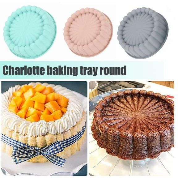 QHUDLV pulunto Silicone Charlotte Cake Pan Reusable Round Cake Molds Fluted Baking Molds Nonstick Tart Cake Molds Flan For Layer Pie Bread