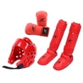 thumbnail image 4 of Juego de equipo de Sparring de Karate Cola con guantes de entrenamiento y casco rojo, 4 of 8