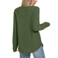 thumbnail image 4 of UQJfacai Womens Tunic Tops Dressy Casual Long Sleeve Shirts Fall Winter Trendy Waffle Knit Crewneck Curved Hem Fashion Clothing, 4 of 7