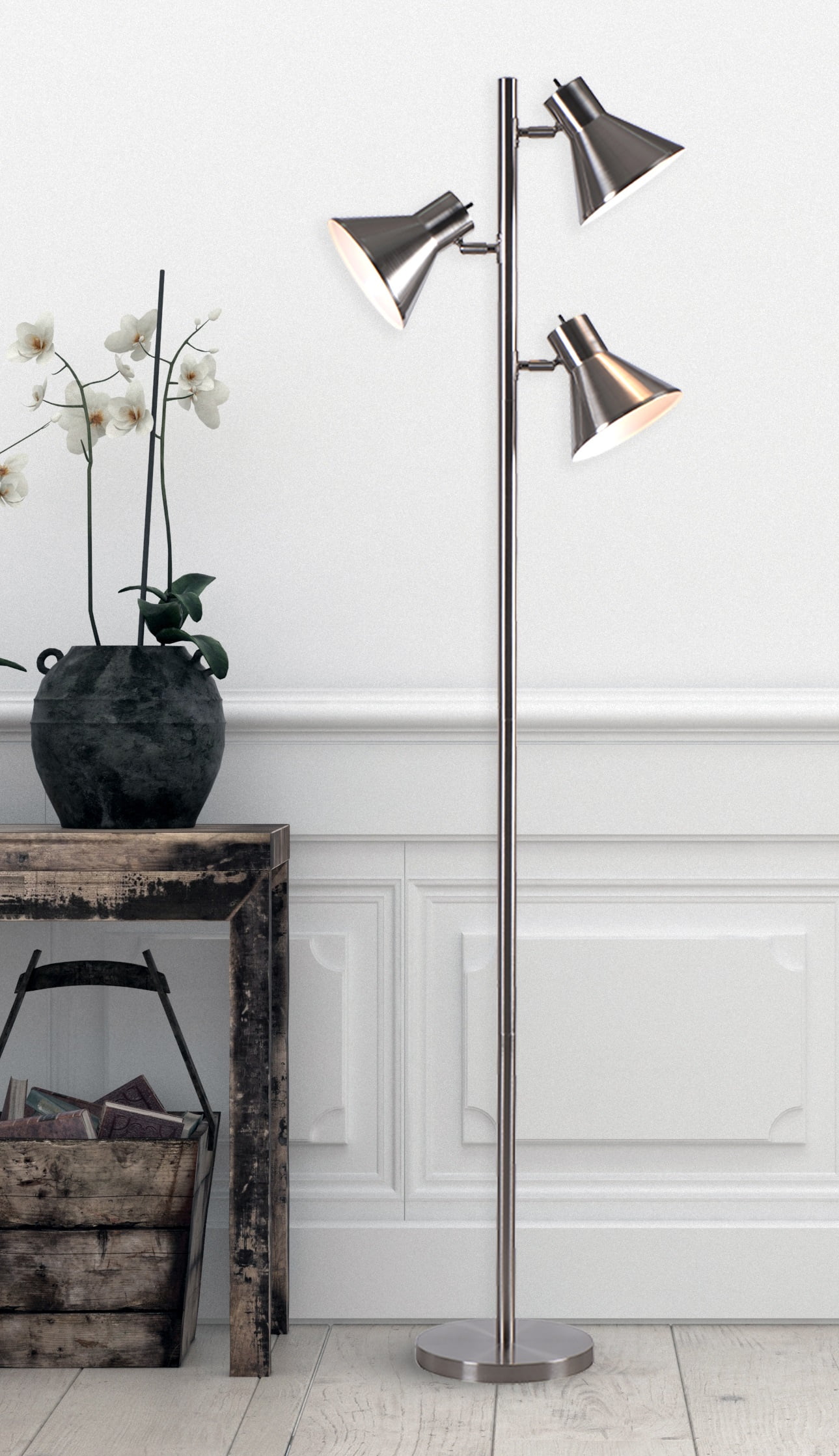 Kenroy Home Ash Brushed Steel Tree Lamp with Metal Construction