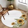 thumbnail image 2 of Round Area Rug 7 Ft, Sunflowers Washable Non-Slip Circle Carpet for Living Room/Bedroom, Wooden Summer Botanical Floral Watercolor Low-Profile Large Runner Mat Collection Rugs for Indoor, 2 of 8