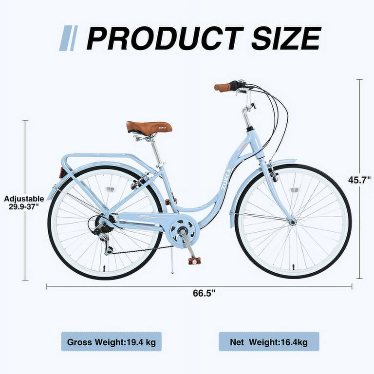 BICI BISLEY サイクルセット　レディースS 26 Inch Yellow Cruiser Bike for Women with 7-Speed Shimano Gear