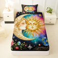 thumbnail image 3 of Homewish Boho Sun Moon Twin Sheets,Pink Purple Teal Gradient Galaxy Bedding,3 Pieces,1 Fitted Sheet and 1 Pillowcase, 3 of 6