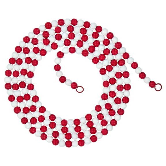 Wood Bead Christmas Garland, Red and White, 9', by Holiday Time