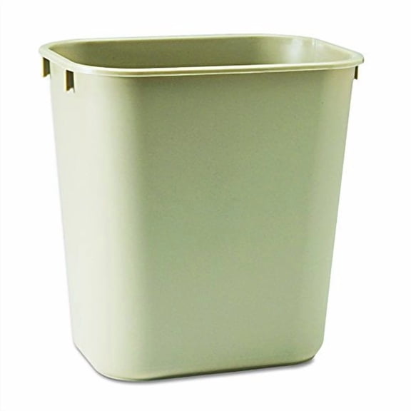 Commercial Products Receptacle Wastebasket, 3.25-Gallon/12-Quart, Beige, Plastic, Garbage Can for Home/Office, Fits Under Desk/Sink/Cabinet