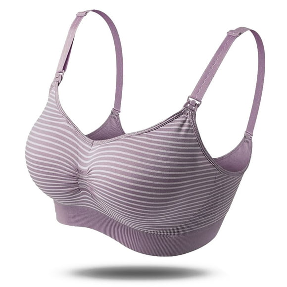 Anti Sagging Bra,Stripe Pattern Wireless Nursing Wireless Nursing Bra Pregnancy Bra Luxury Finish